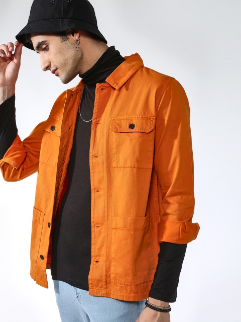 

Blue Saint Men Orange Solid Lightweight Denim Shacket