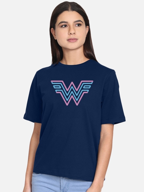 

Free Authority Women Blue Wonder Woman Printed Round Neck T-shirt