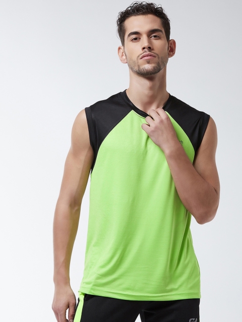 

Masch Sports Men Lime Green Colourblocked Round Neck T-shirt