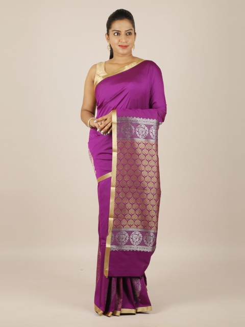 

Pothys Violet & Gold-Toned Art Silk Woven Design Saree