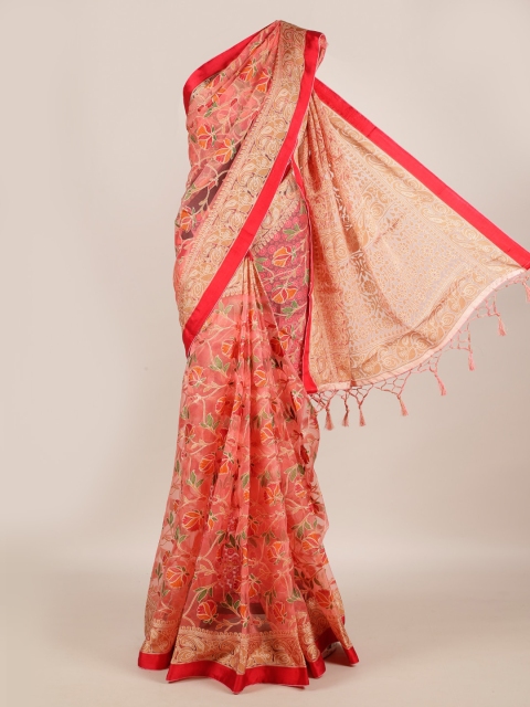 

Pothys Pink Printed Jute Silk Saree