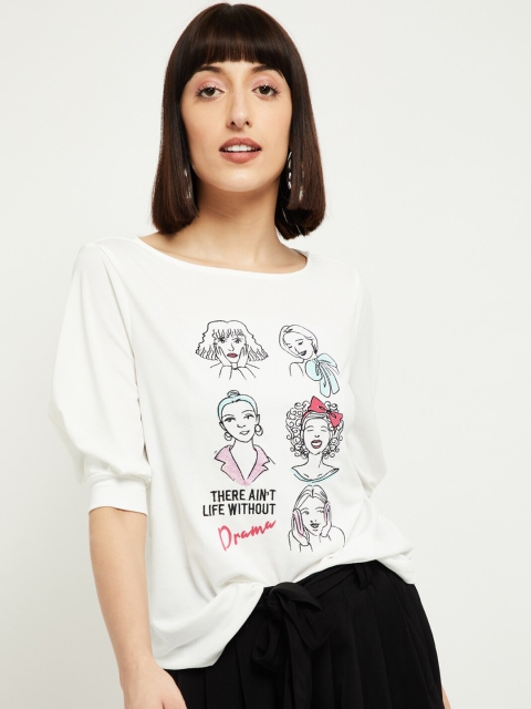 

max Women Cream-Coloured Printed Top