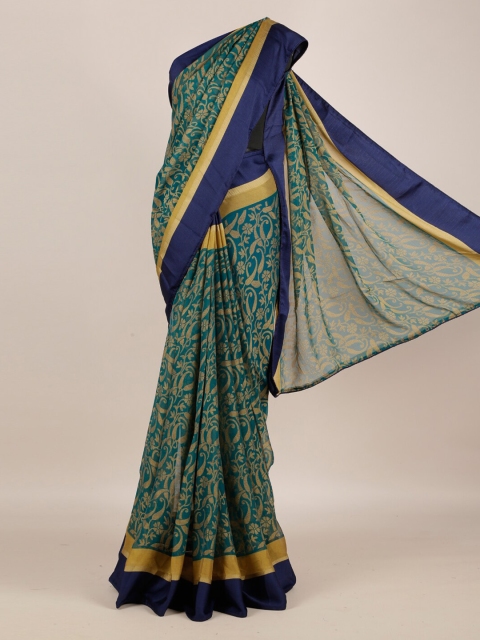 

Pothys Green & Navy Blue Poly Georgette Printed Saree