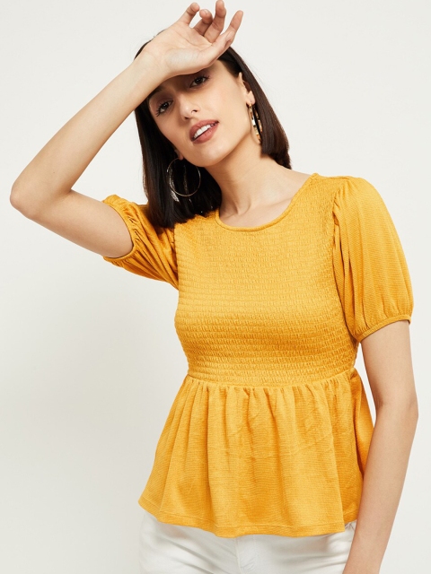 

max Women Yellow Solid Peplum Top