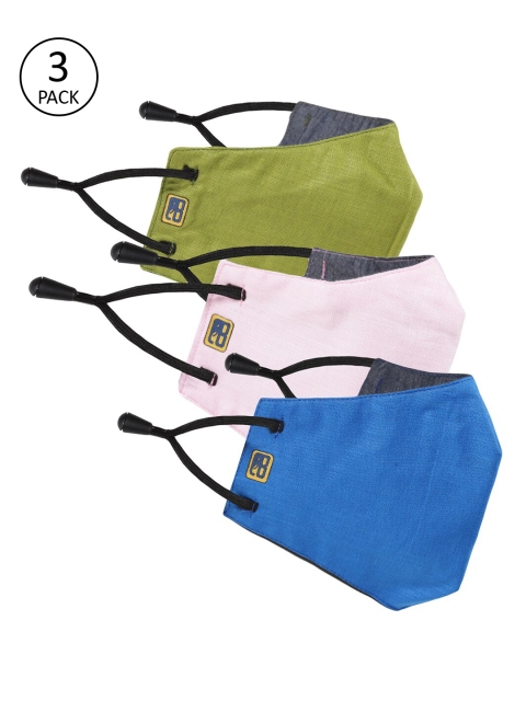 

Balista Unisex Pack Of 3 Solid 4-Ply Reusable Cloth Face Mask, Blue