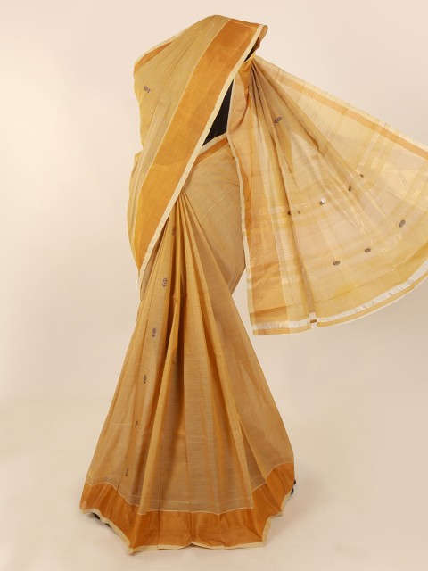 

Pothys Cream-Coloured Solid Saree