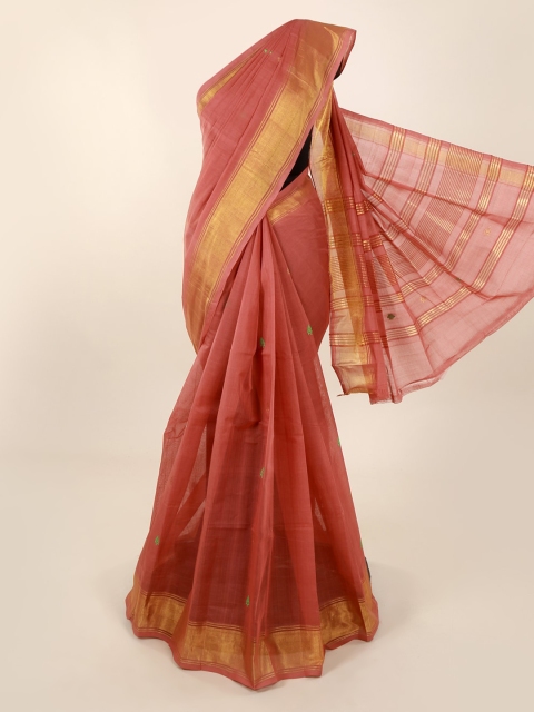 

Pothys Peach-Coloured Checked Saree