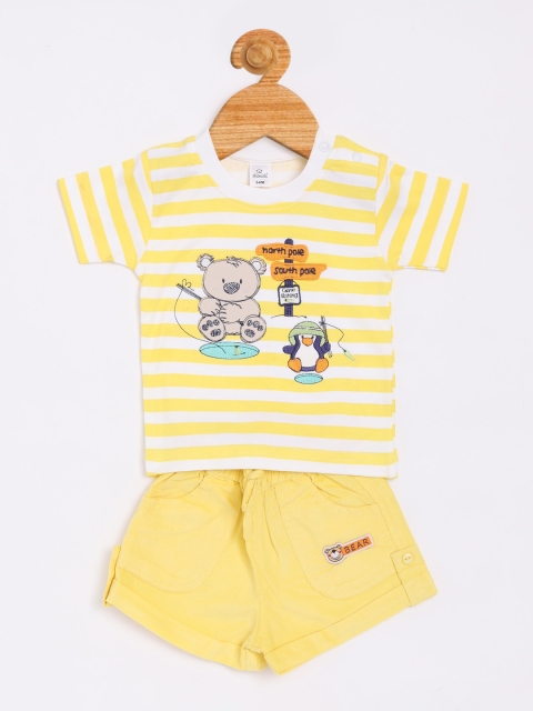 

Olio Kids Boys Yellow & White Striped T-shirt with Shorts