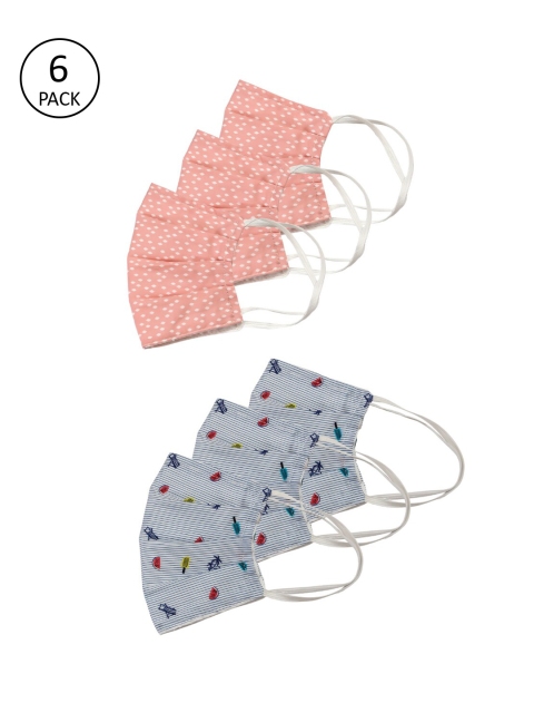 

Bellofox Pack Of 6 Printed 3-Ply Reusable Protective Outdoor Masks, Peach