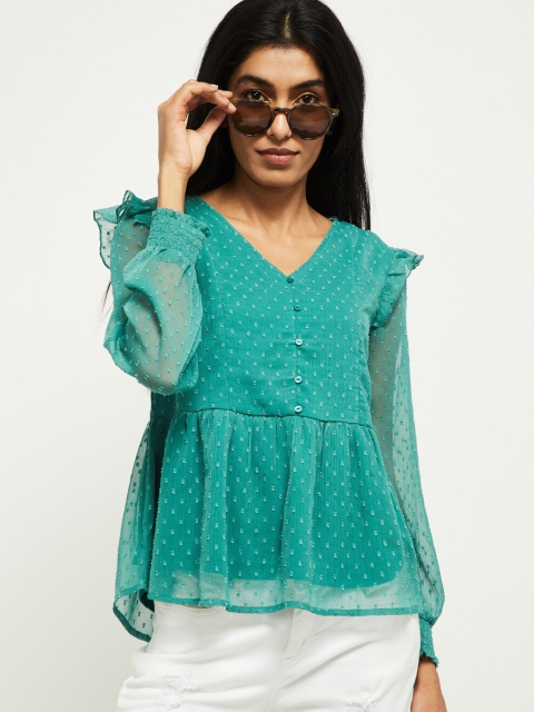 

max Women Green Printed Top