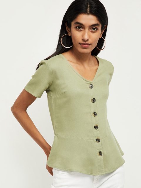 

max Women Green Solid Top