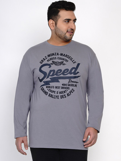

Santonio Men Grey Printed Round Neck T-shirt