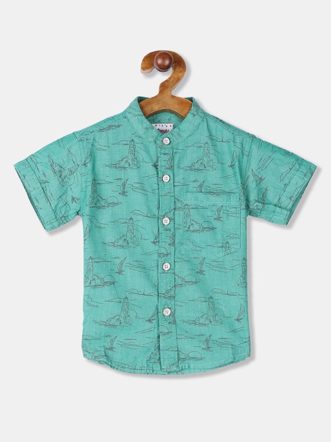 

Donuts Boys Green Regular Fit Printed Casual Shirt