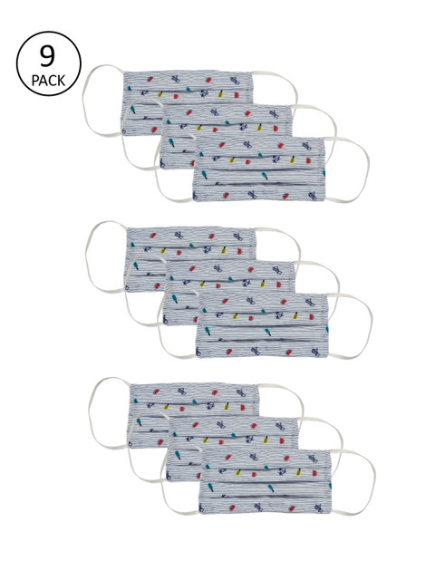 

Bellofox Unisex Pack of 6 Printed 3Ply Reusable Protective Outdoor Face Masks, Blue