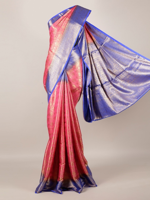 

Pothys Pink & Blue Jute Silk Woven Design Saree