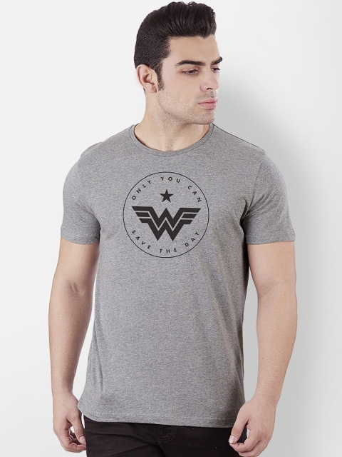 

Free Authority Men Grey Wonder Woman Printed Round Neck T-shirt
