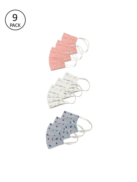 

Bellofox Pack Of 9 Printed 3-Ply Reusable Protective Outdoor Masks, Peach