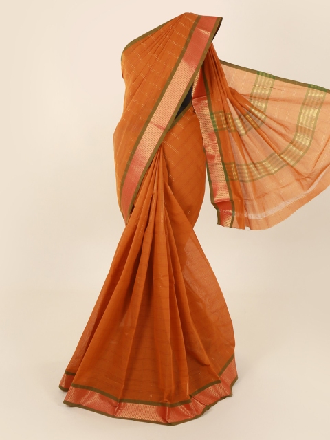 

Pothys Orange Checked Pure Cotton Saree