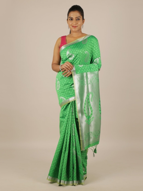 

Pothys Green & Silver-Toned Art Silk Woven Design Saree