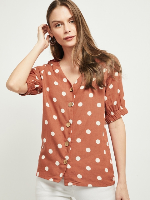 

max Women Brown Printed Top