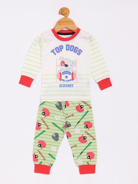 

Olio Kids Boys Red & Green Printed T-shirt with Trousers