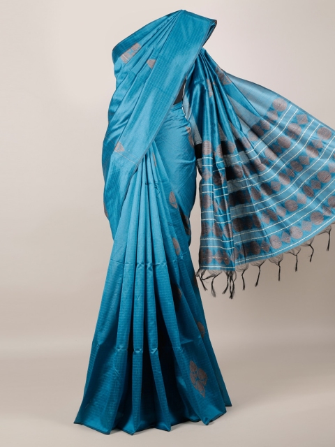 

Pothys Blue & Black Jute Silk Woven Design Saree with Jhalar Pallu