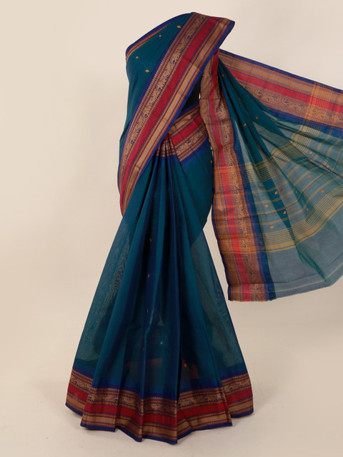 

Pothys Blue Solid Pure Cotton Saree