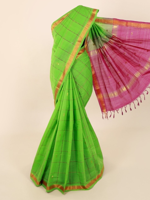 

Pothys Green Checked Pure Cotton Saree