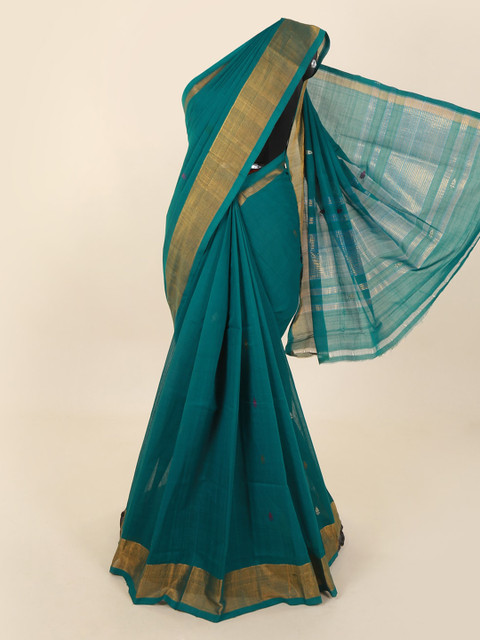 

Pothys Green Solid Pure Cotton Saree