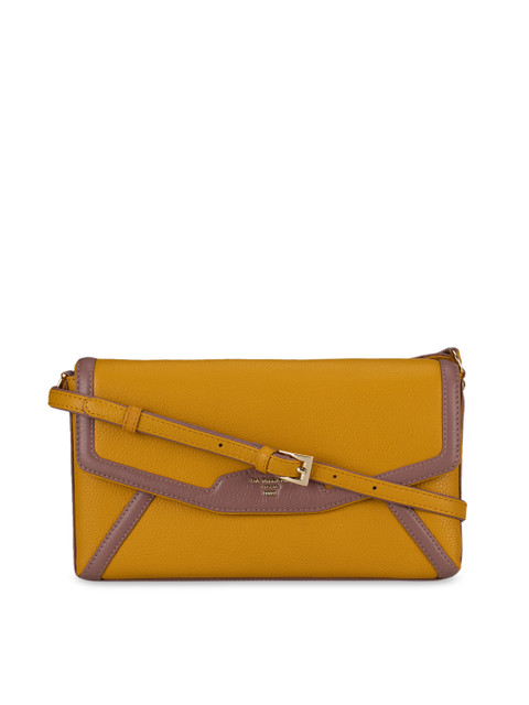 

Da Milano Yellow & Brown Colourblocked Sling Bag