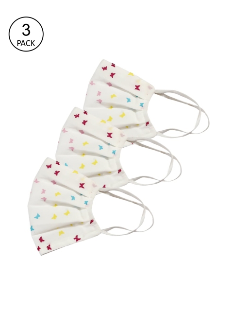 

Bellofox Unisex White Printed Pack Of 3 Reusable 3-Ply Protective Outdoor Masks