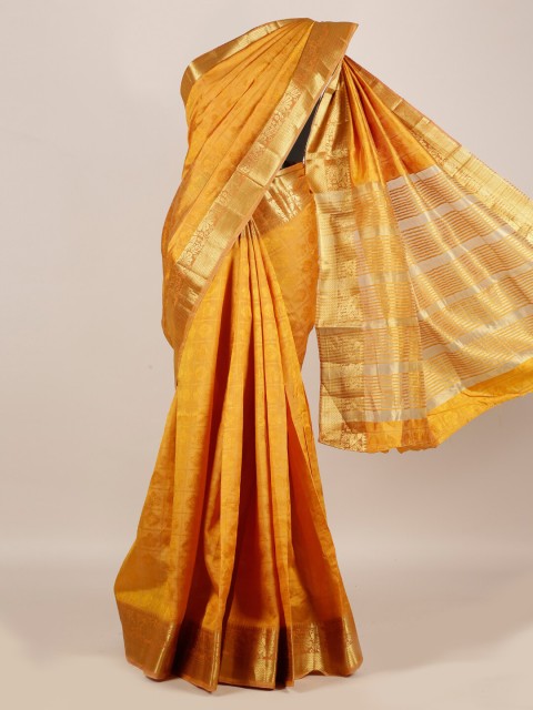 

Pothys Yellow Woven Design Jute Silk Saree