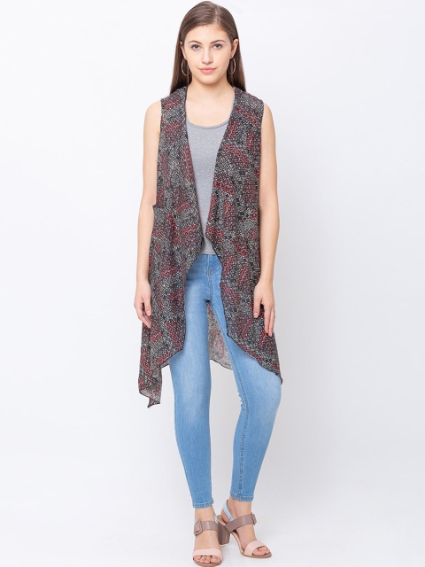 

Juliet Women Black & Red Printed Waterfall Shrug