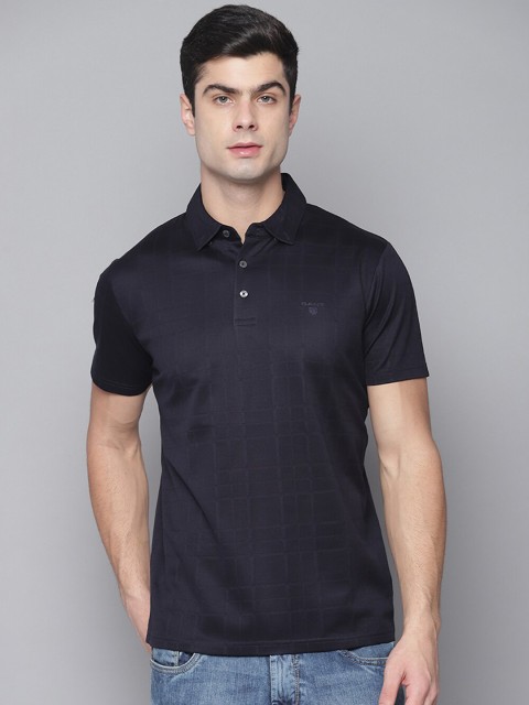 

GANT Men Black Solid Polo Collar T-shirt