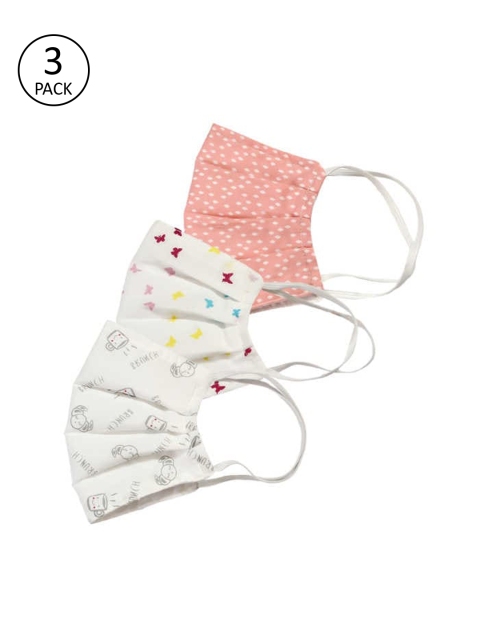 

Bellofox Unisex Pack Of 3 Printed 3-Ply Reusable Protective Cloth Masks, Peach