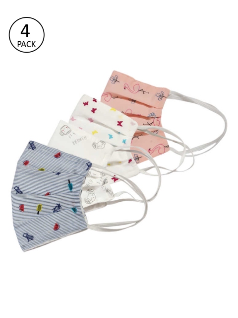 

Bellofox Unisex Pack Of 9 Printed 3-Ply Reusable Protective Cloth Masks, Pink