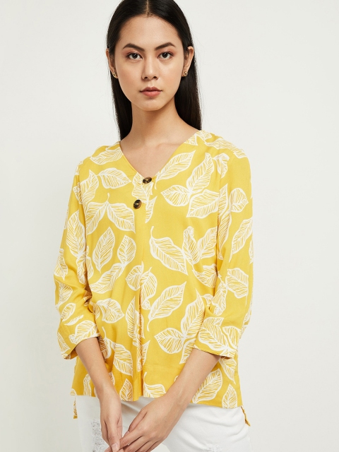 

max Women Yellow Printed Top