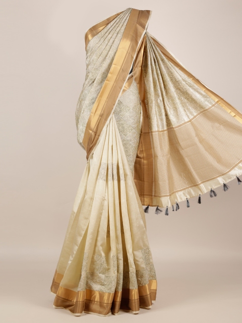 

Pothys Cream-Coloured Woven Design Jute Silk Saree