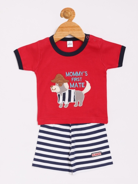

Olio Kids Boys Red & Black Printed T-shirt with Shorts