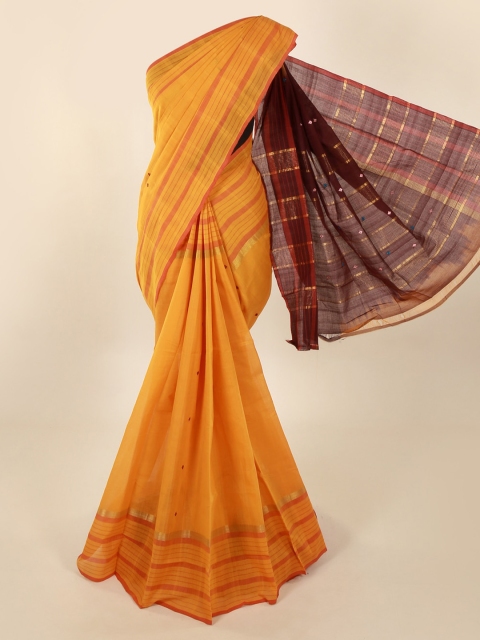 

Pothys Yellow Striped Pure Cotton Saree