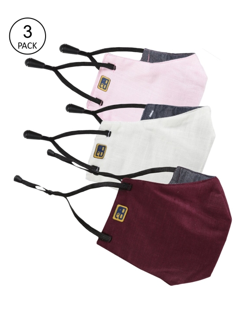 

Balista Unisex Pack Of 3 Solid 4-Ply Reusable Cloth Masks, Maroon