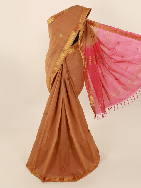 

Pothys Brown Woven Design Pure Cotton Sustainable Saree