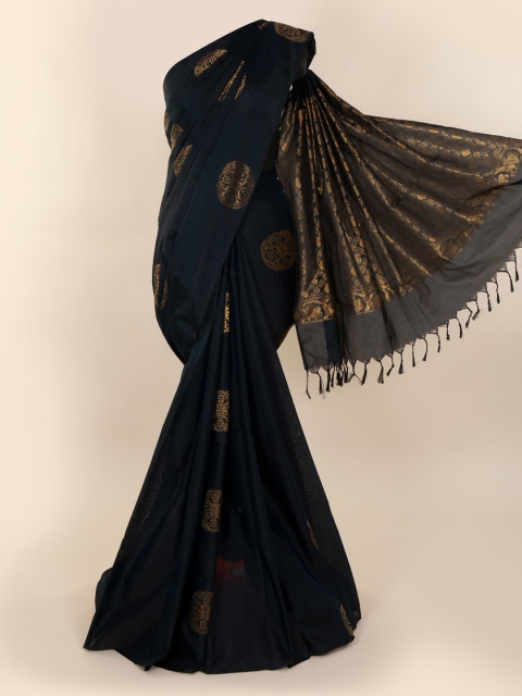 

Pothys Black & Gold-Toned Silk Cotton Woven Design Saree