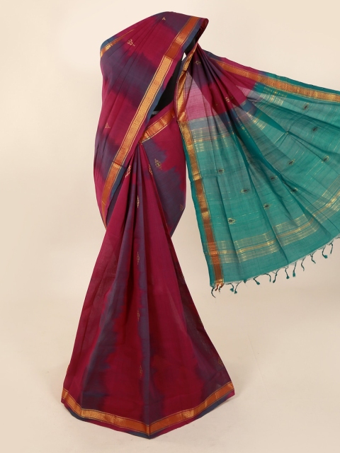 

Pothys Magenta & Navy Blue Pure Cotton Woven Design Saree