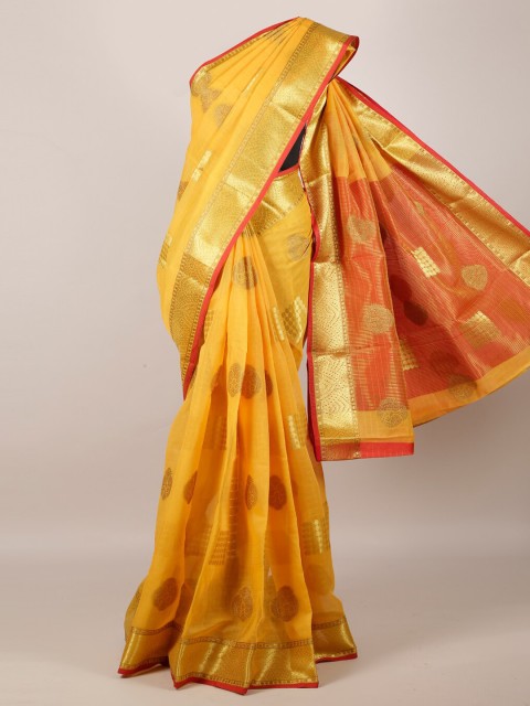 

Pothys Yellow Woven Design Cotton Blend Saree