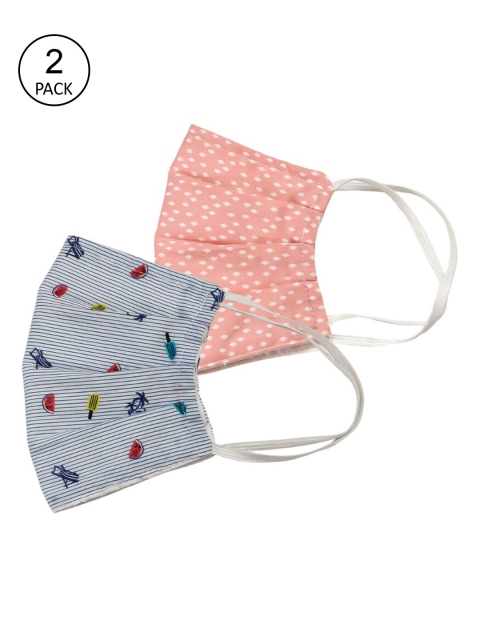 

Bellofox Pack Of 2 Printed 3-Ply Reusable Protective Outdoor Masks, Peach