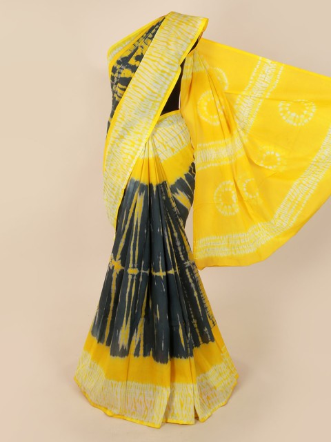 

Pothys Yellow & Charcoal Grey Pure Cotton Dyed Saree
