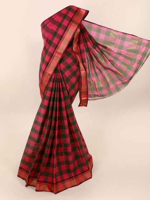 

Pothys Maroon Checked Saree