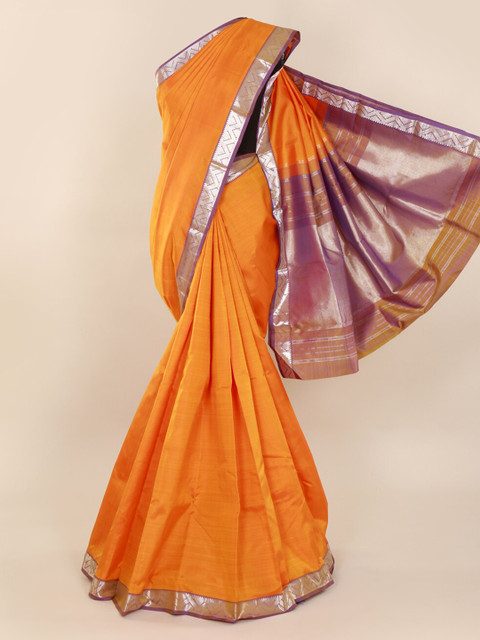 

Pothys Orange Solid Kanjeevaram Saree