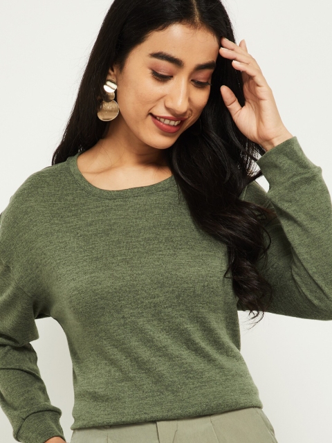 

max Women Green Solid Top